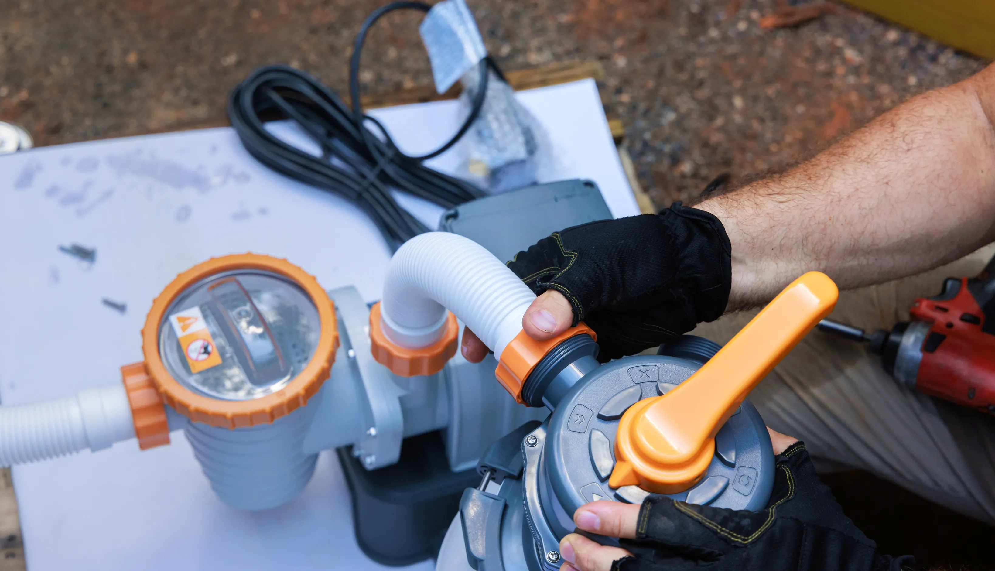 Modern rectangular swimming pool with premium wood decking and integrated lounge area in a Los Angeles backyard.