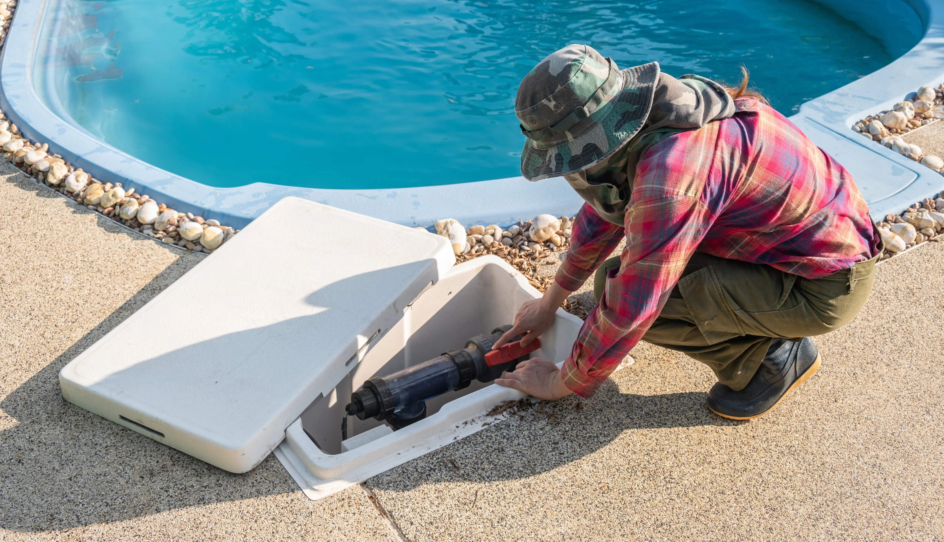 Structural gunite and block phase of a new residential pool installation following Los Angeles building safety codes.